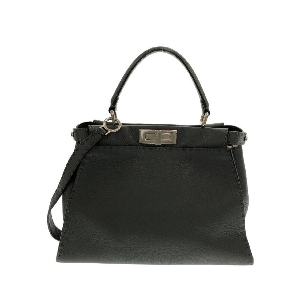 Fendi SELLERIA Bag Shoulder Peekaboo Leather Black
